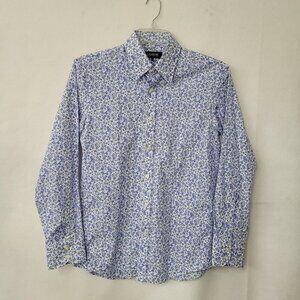 Lambert London Style‎ Shirting Shirt Mens 40 Blue Floral Button-Down Long Sleeve